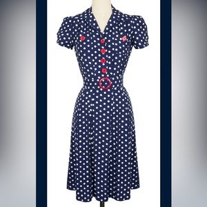 Trashy Diva Sweetie Dress Navy w/ white polka dot